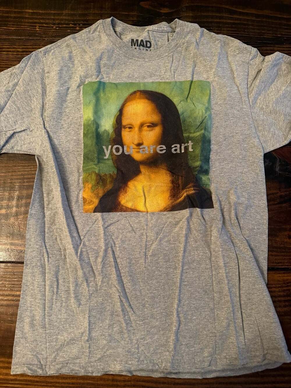 Mad Engine Mona Lisa You Are Art Graphic T-Shirt Gray Medium